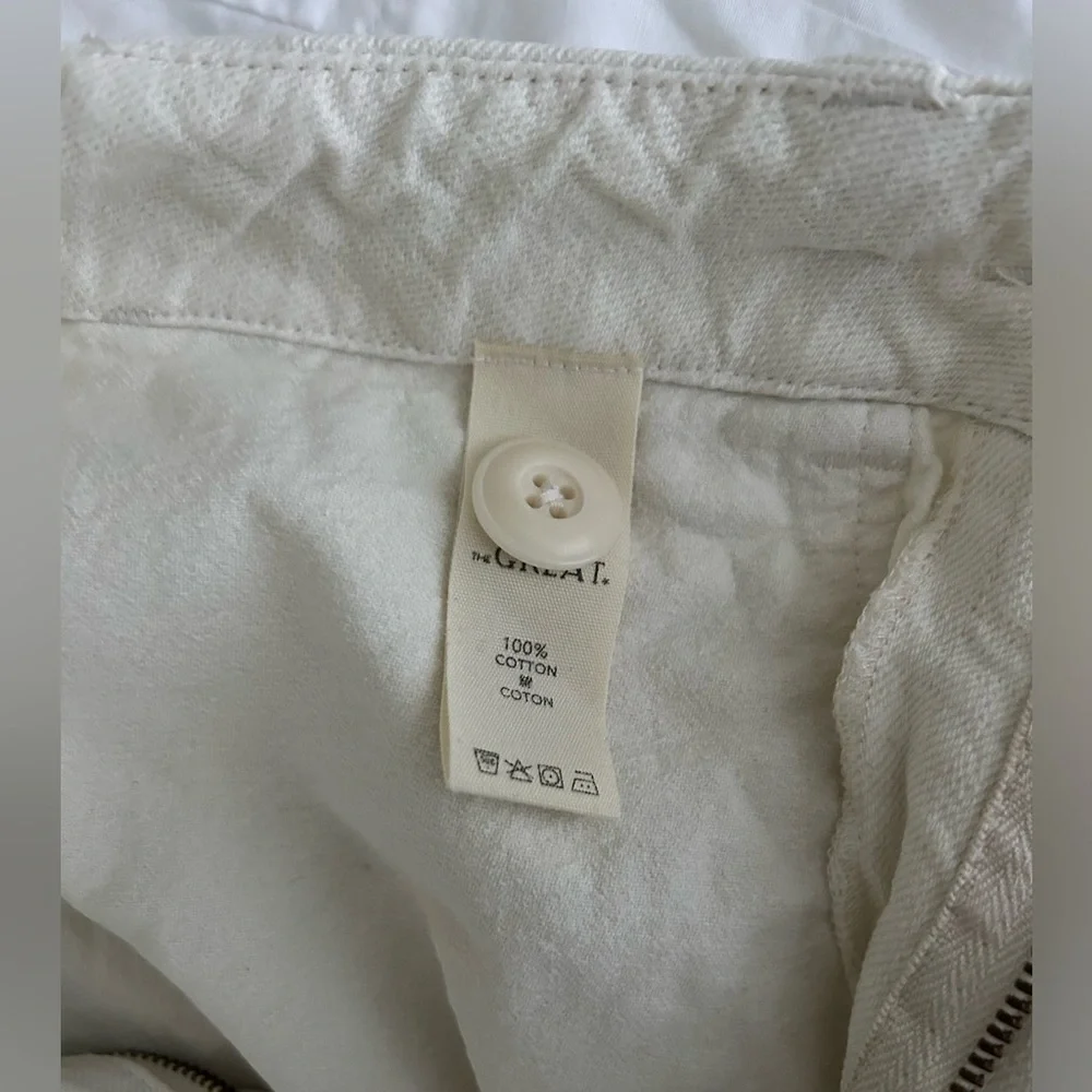THE GREAT. Frayed Ranger Raw Hem Cropped Pant Cream 29 - Picture 7 of 8